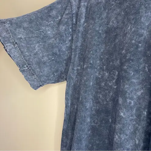 Free People Gray Acid Relaxed Fit Short Sleeve Tee with Crew Neck Blue