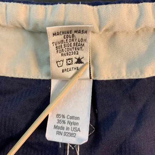 prAna Navy Blue Wide Leg Cropped Pants Size L Cotton Nylon Blend Casual USA VTG