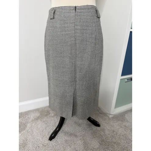 Vintage 80s/90s 100% Wool Gray Classic Houndstooth Plaid Pencil Skirt 10 Holiday