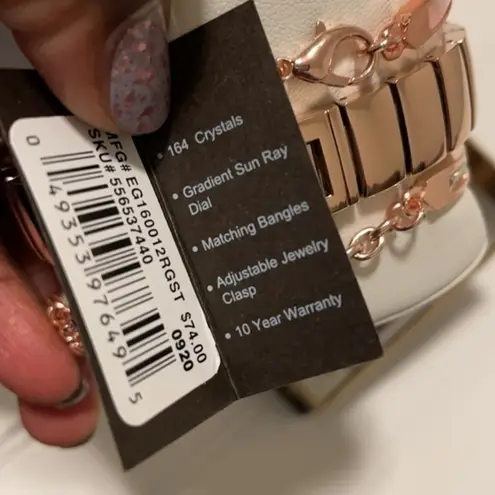 Elgin Rose watch gold tone bracelet watch coordinated set OS