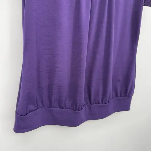 East 5th Dark Purple Rosette Blouse Top Short Sleeve Size Small