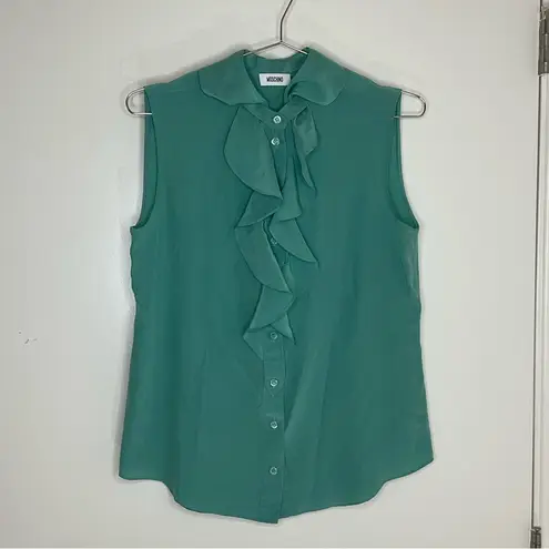 Moschino Silk Sleeveless Ruffle Front Size 8