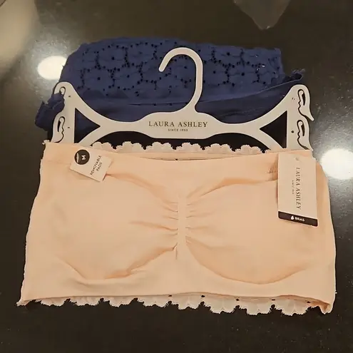 Laura Ashley ππ Padded Bandeau Bras (3 Pack) Pink White Navy Blue Large L NWT
