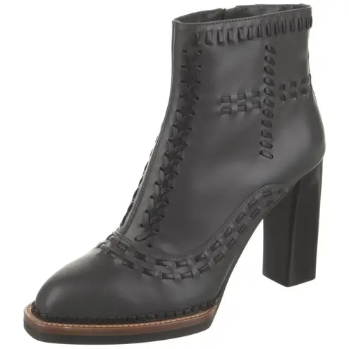 Tod's Tod’s | Whipstitch Leather Ankle Boots 36 Gray Black Stitch