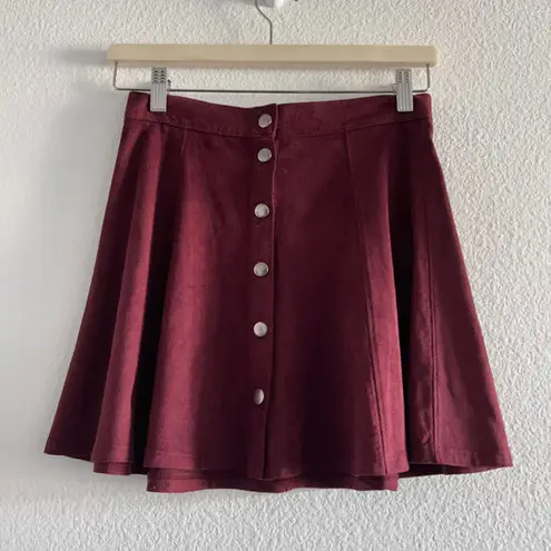 Full Tilt  Skirt Small Burgundy Button Front Mini