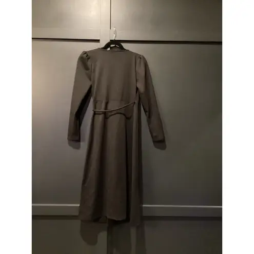 Emerson Fry Ballet wrap midi knee length long sleeve fall Dress Black Ponte XXS