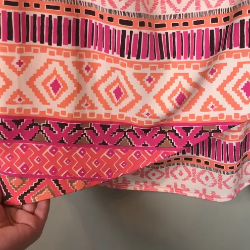 Tori Richard Women’s Hawaiian Aztec Resortwear Drape Back Tank Mini Dress Pink