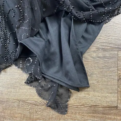 J.R.Nite Skirt Black 10 Velvet Sheer Beaded Gothic Whimsigoth Fairy Grunge VTG