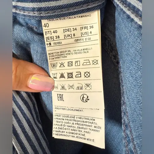 United Colors Of Benetton Blue & White Striped Ankle Length Pants Women’s Size 4