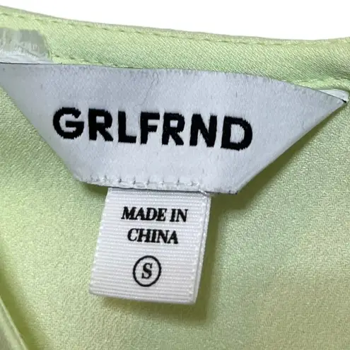 GRLFRND Aaryn Top Mint Green Cropped Long Sleeves Wrap Around Tie Women’s Size S