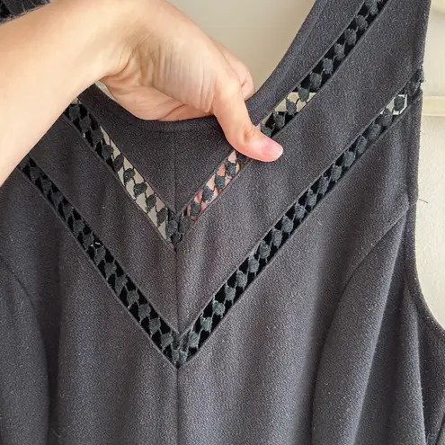 Maison Jules Black Pleated Mini Dress with Diamond Cutouts, Size Large