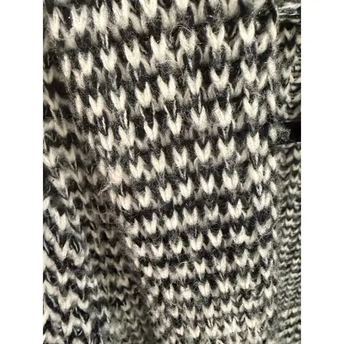 Shasa Open Front Cardigan Sweater Knit Black White Striped Small