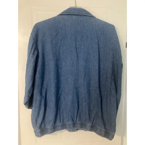 Vtg Y2K Denim Studded Jacket Rhinestones Blue Jean 1X Pockets OUT BROOK Size XL