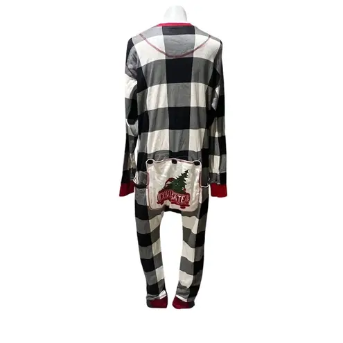 LazyOne Unisex Adult Onesie Pajamas 2XL Buffalo Plaid Flapjack Black Size XXL