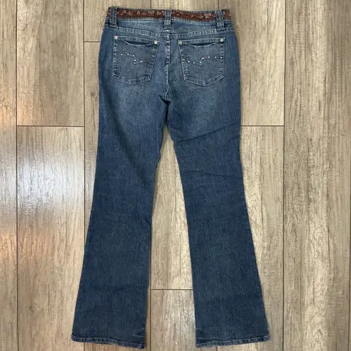 No Boundaries Y2K  Juniors‎ Embellished Waist Bootcut Jeans Dark Sandblast Size 5