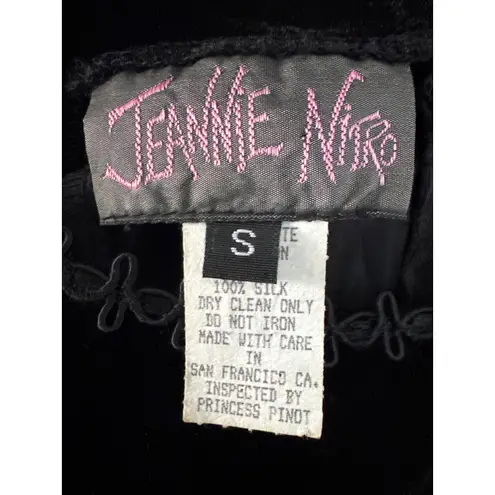 Late 80s Jeannie Nitro Gothic black velvet silk floral embroidered corset gown s