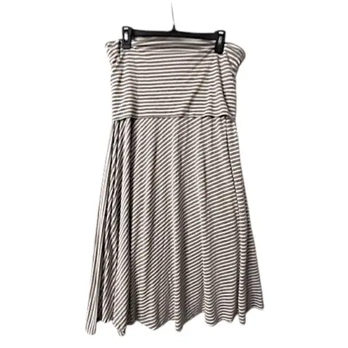 INC Striped Adustable Dress XL Sleeveless Tube Top Coastal Cruise Resort Elegant Brown