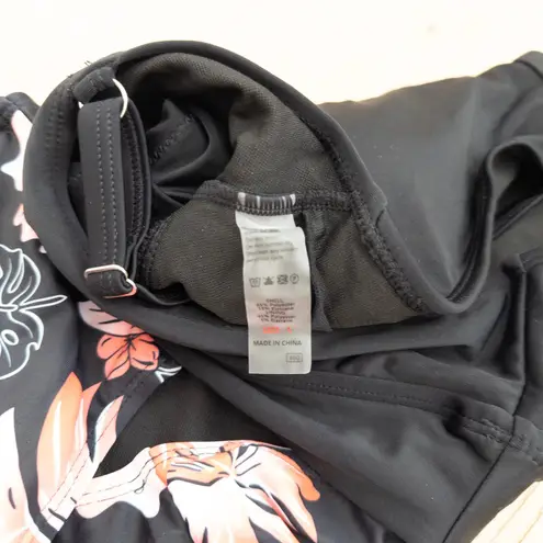 Womens Bikini Set Size S Black Floral High Waist Sporty Tropical Summer Coastal