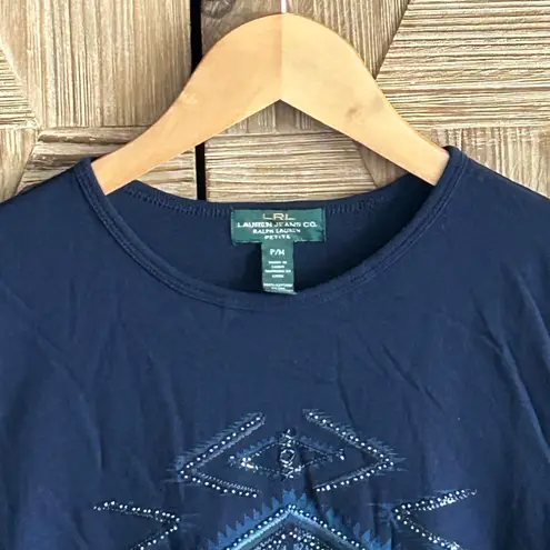 Lauren Jeans Co. Ralph Lauren Women's Navy Blue Long Sleeve Top Size PM