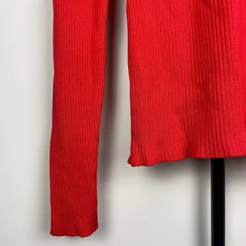 Hilfiger Collection Red 100% Silk Made in Italy Ribbed V