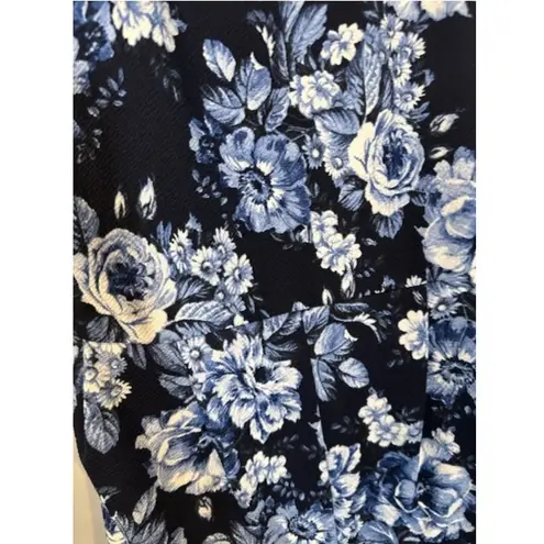 Route 3 Blue Floral Sleeveless Racerback One Piece Shorts Romper Women Sz M Size M