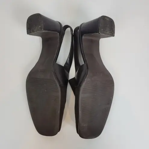 Bass Womens Shoes Size 8.5 Brown Y2K Block Heel Sling Back Closed Square Toe