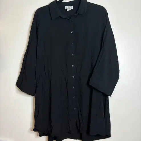 L*SPACE Pacifica Tunic Black Shirt Dress Drawstring Waist Kimono Sleeve M/L Size undefined