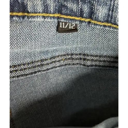 Danesi Mid Rise Flare Jeans Size 11/12 Dark Wash Rhinestone Bedazzled Blue