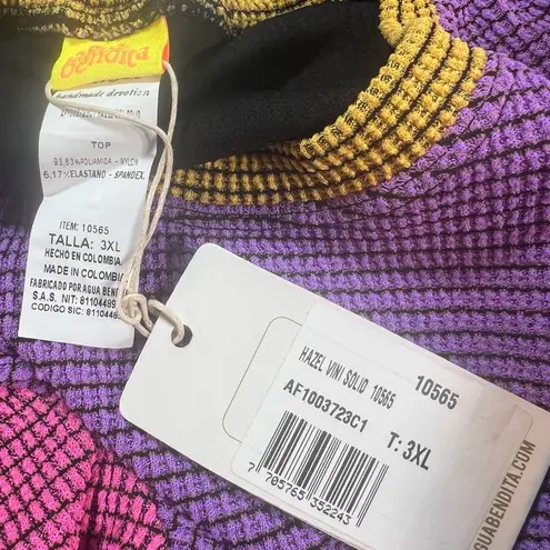 Agua Bendita Crop Top Hazel VNM Waffle Knit Colorblock Purple 3XL New