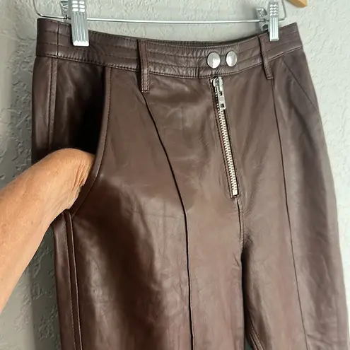 Lovers + Friends Revolve  Kendra 100% Lamb Leather Pants Fall Boss City Zip Front