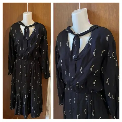 Vtg Witch moon midi dress black Size M