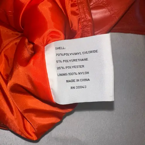 l.e.i. • Vintage Y2K Deadstock Croc Pleather Bright Orange Vegan Jacket Size S Red