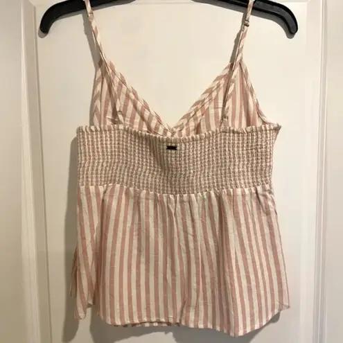 O'Neill Pink and white stripped tank top with bow detail size medium O’Niell