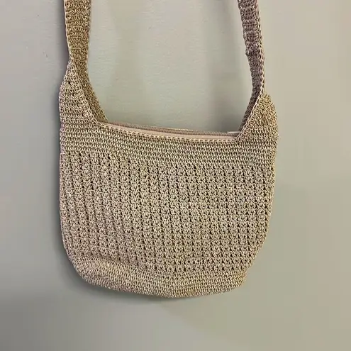 Frankie and Johnnie Textured Tan/beige Knitted Crossbody with Matching Wallet Tan