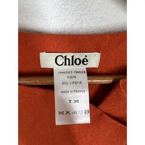 Chloé Chloe Orange Floral Cotton Top