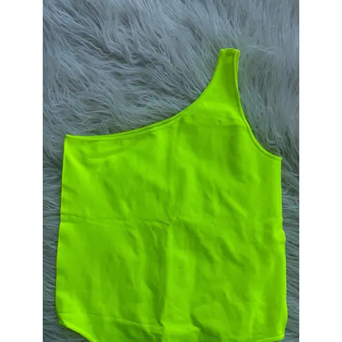 SKIMS Essential One Shoulder Bodysuit Green Highlighter Size L/XL