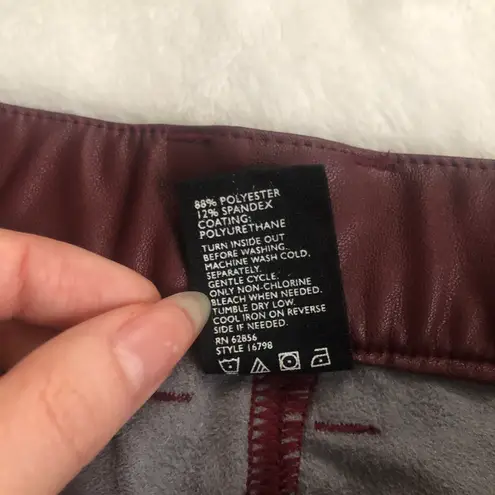 Hue Burgundy Leatherette Faux Leather Leggings