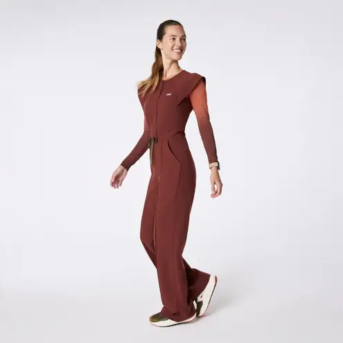 FIGS  Layton Crewneck Wide Leg ScrubJumpsuit in Walnut, Size Medium thumbnail 2