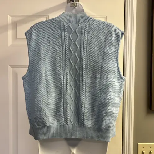 Lilihammer Women’s Golf Baby Blue Full Zip Up Cable Knit Sweater Vest
