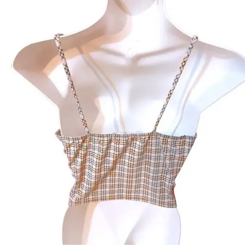 Timing  Checkered Beige and Brown Plaid Camisole Tank Top Size Small