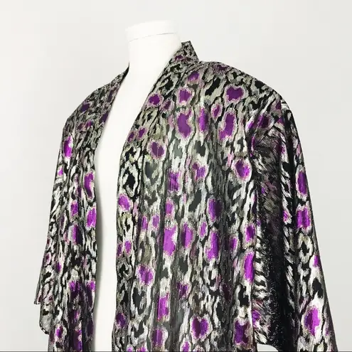 Vintage Metallic Woven Animal Motif Robe | OS Black Size undefined