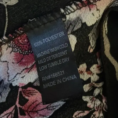 Kimono Cardigan Floral Ruffle Sleeves Lightweight Romantic Black Red Pink Grey Size 1X