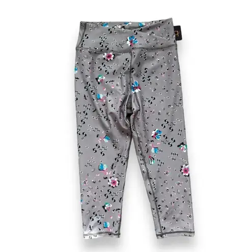 Becco LA Floral Crop Leggings, Taupe, Large Purple