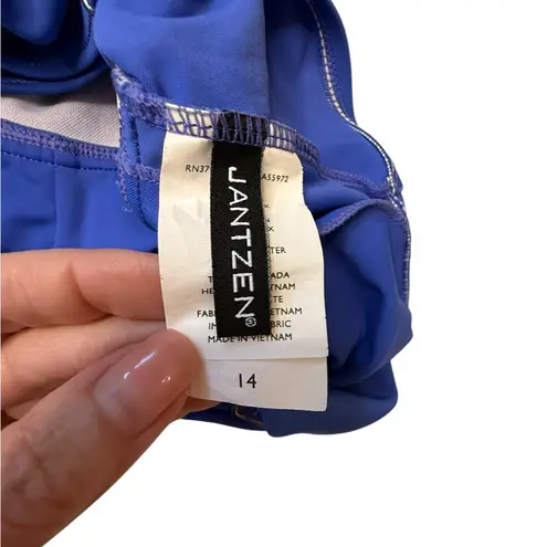 Jantzen Cobalt Blue One Piece Surplice Draped Front Tummy Control Size 14