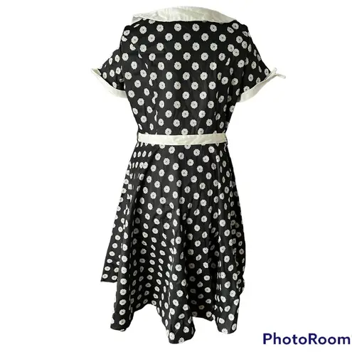 Voodoo Vixen Dahlia Dot Flare Dress Vintage 50s size XL Black