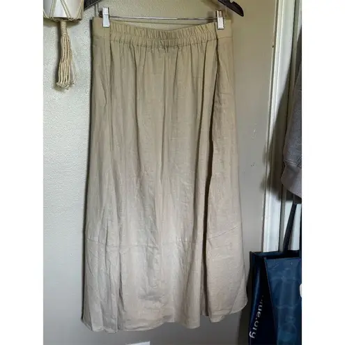 Westport Women's Beige A-Line Midi Skirt XL Elastic Waist Ruffle Hem
