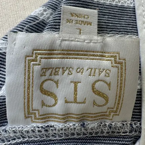 Sail To Sable Dress Shift Navy White Stripe L Preppy Nautical Stretch Capsule