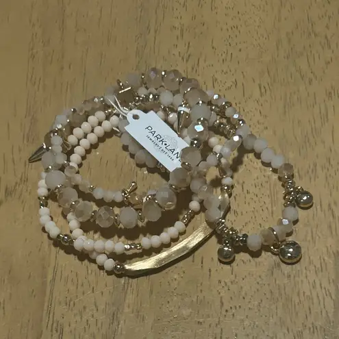 Park Lane Crème Layered Bracelet Matte Gold Accents with Sparkling Crystals New