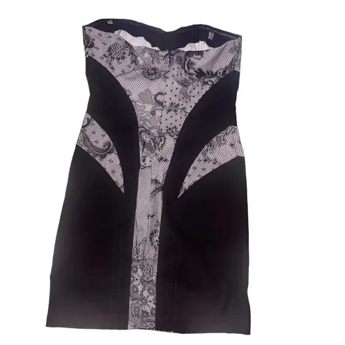 NIKIBIKI Black and White Strapless Cocktail Dress