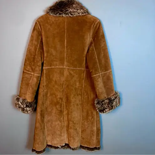 wilson's leather Wilson's Penny Lane brown suede coat long jacket faux fur mixed colors small